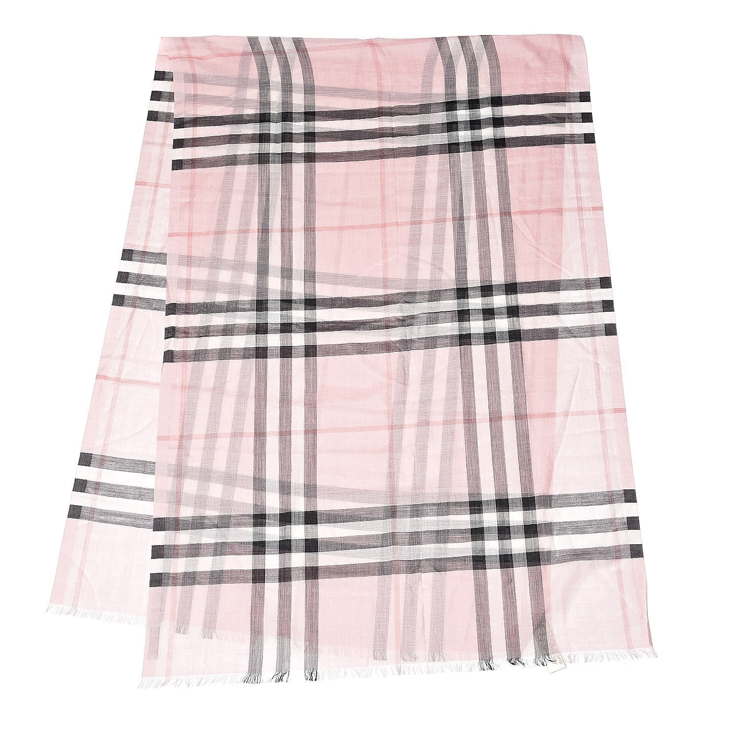 Burberry Wool Silk Gauze Giant Check Lightweight Scarf Rose 3 of 4