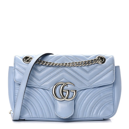 Gucci Calfskin Matelasse Small GG Marmont Shoulder Bag Porcelain Light Blue 1 of 11