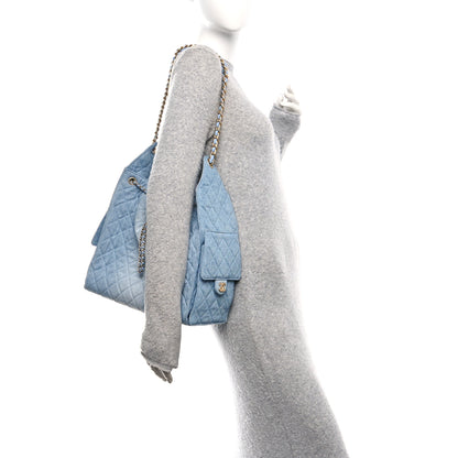 Chanel Washed Denim Quilted Medium Chanel 25 Handbag Blue 2 of 11