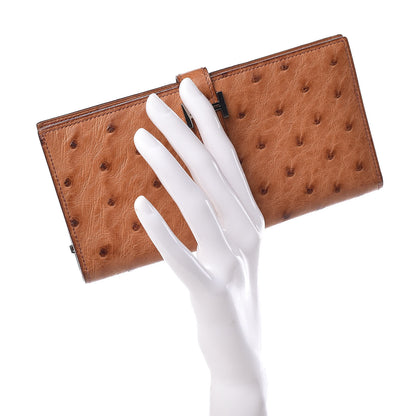 Hermes Ostrich Bearn Wallet Gold 2 of 9
