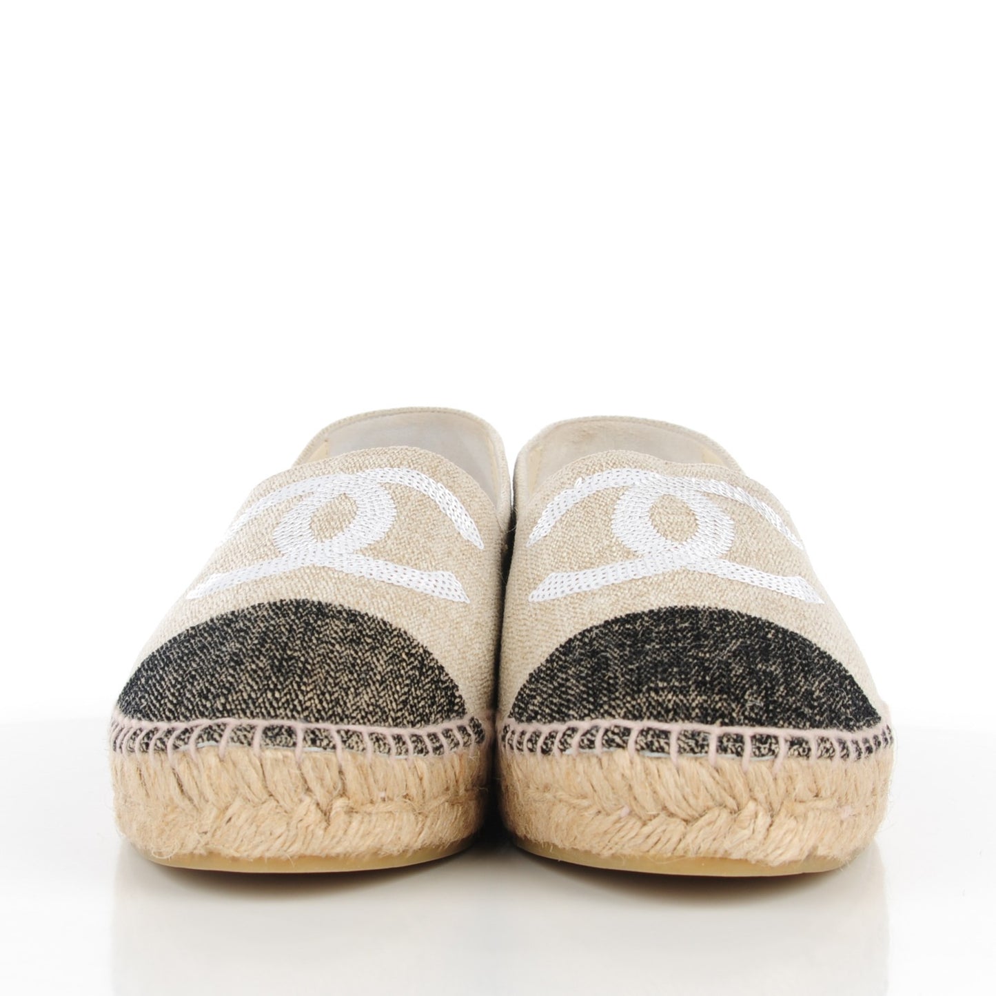 Toile Sequin CC Espadrilles 40 Beige Black