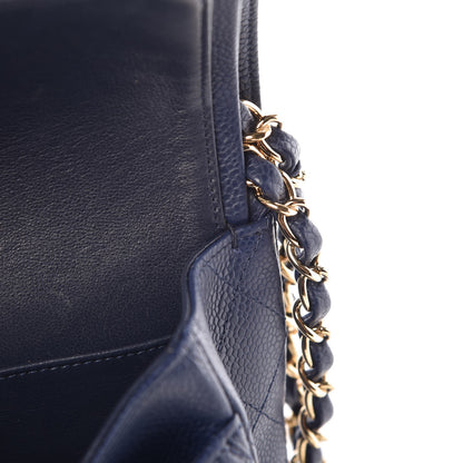 Chanel Caviar Quilted Medium Double Flap Dark Blue 10 of 11