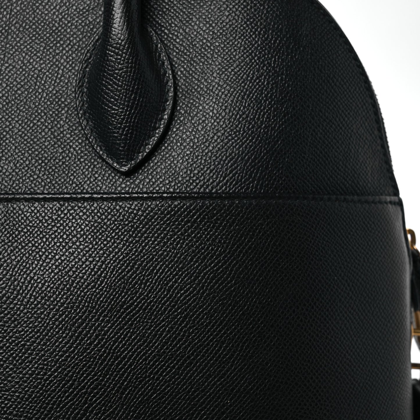 Signature Grained Calfskin Logo M Ville Top Handle Bag Black