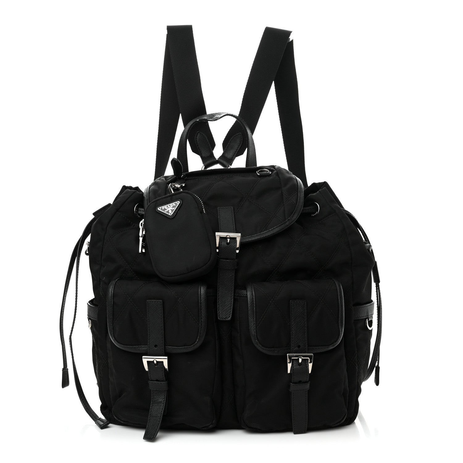 Prada Tessuto Nylon Saffiano Vela Quilted Backpack Black 1 of 16