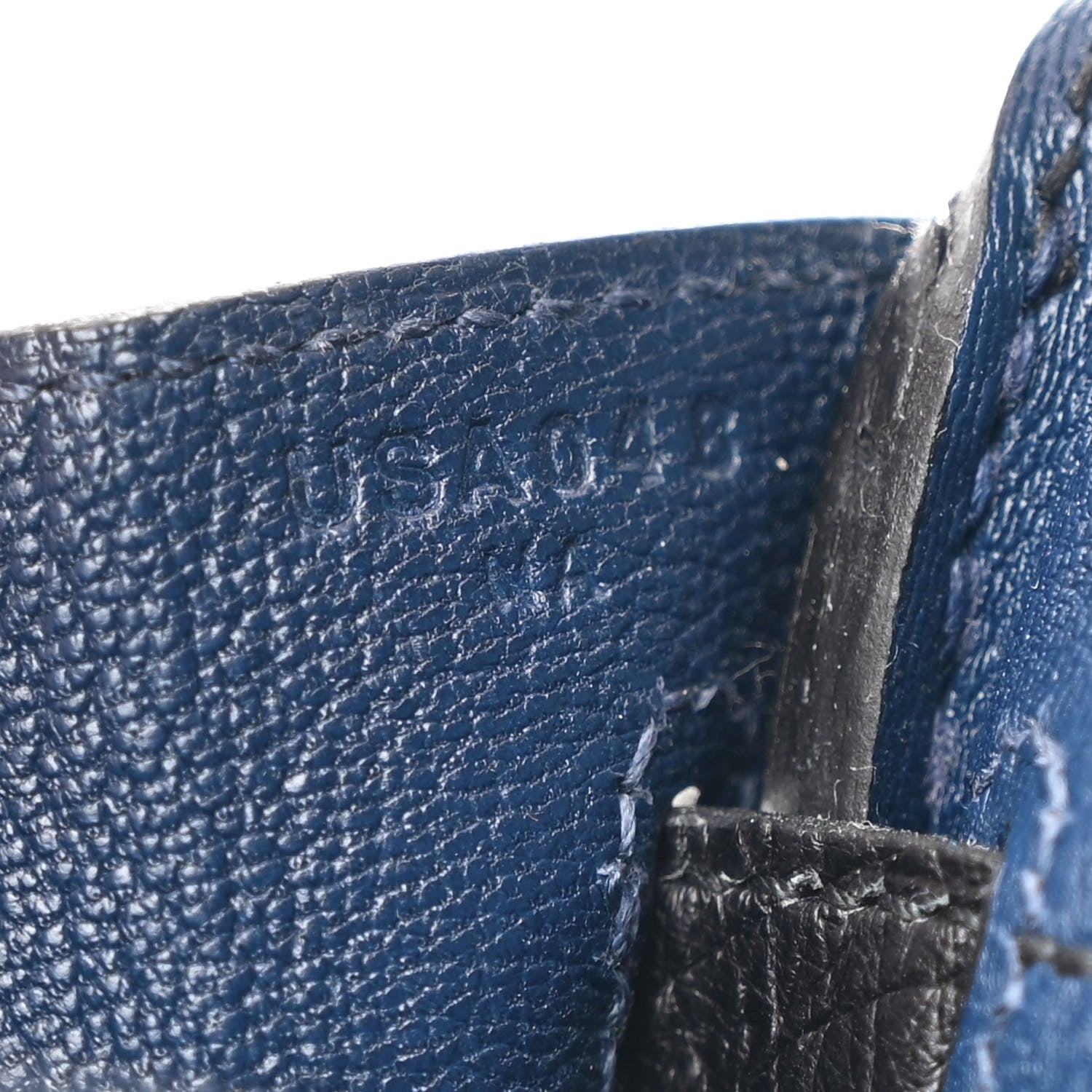 Hermes Ostrich Bi-Color Birkin 25 Bleu Iris Black 6 of 12