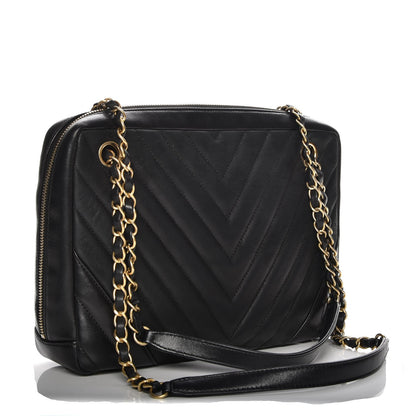 Chanel Lambskin Chevron Quilted Camera Case Black 3 of 8