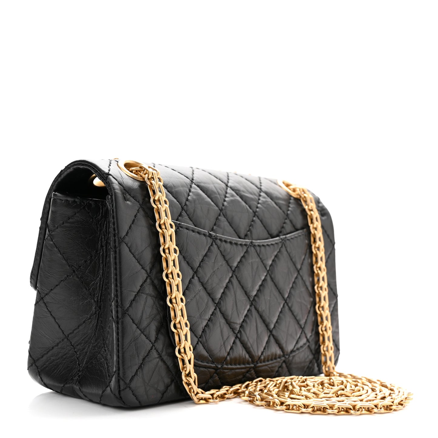 Aged Calfskin Quilted 2.55 Reissue Mini Flap Black