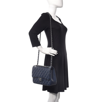 Chanel Caviar Quilted Jumbo Double Flap Navy Blue 3 of 12