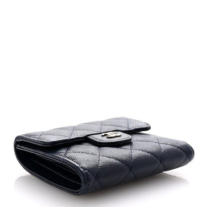 Chanel Caviar Quilted Compact Flap Wallet Navy 4 of 9