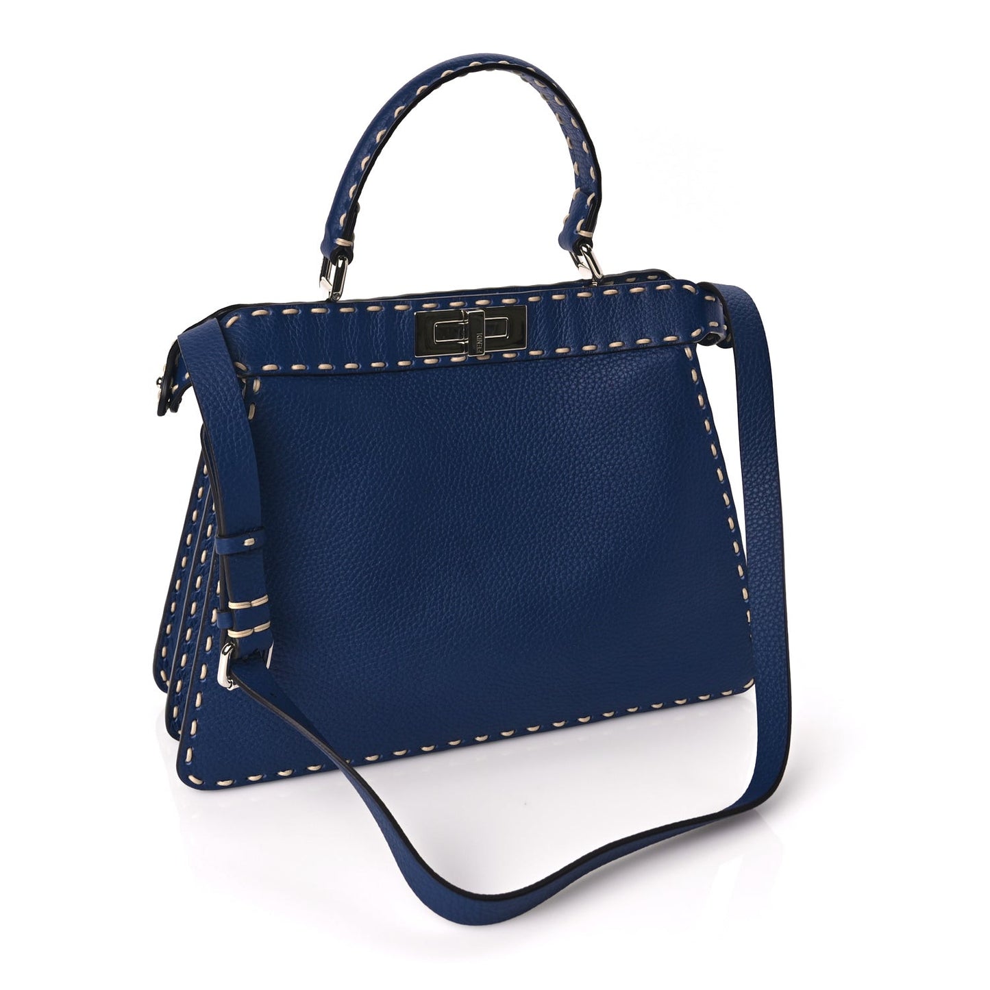 Vitello Granato Camoscio Selleria Macro Stitchings Medium Peekaboo I SEE U Satchel Blue Cyan