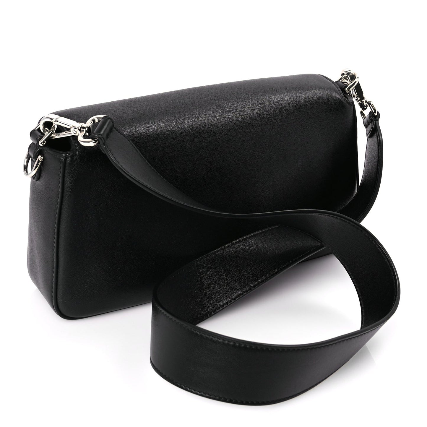 FENDI X MARC JACOBS Nappa Logo Medium Baguette Black