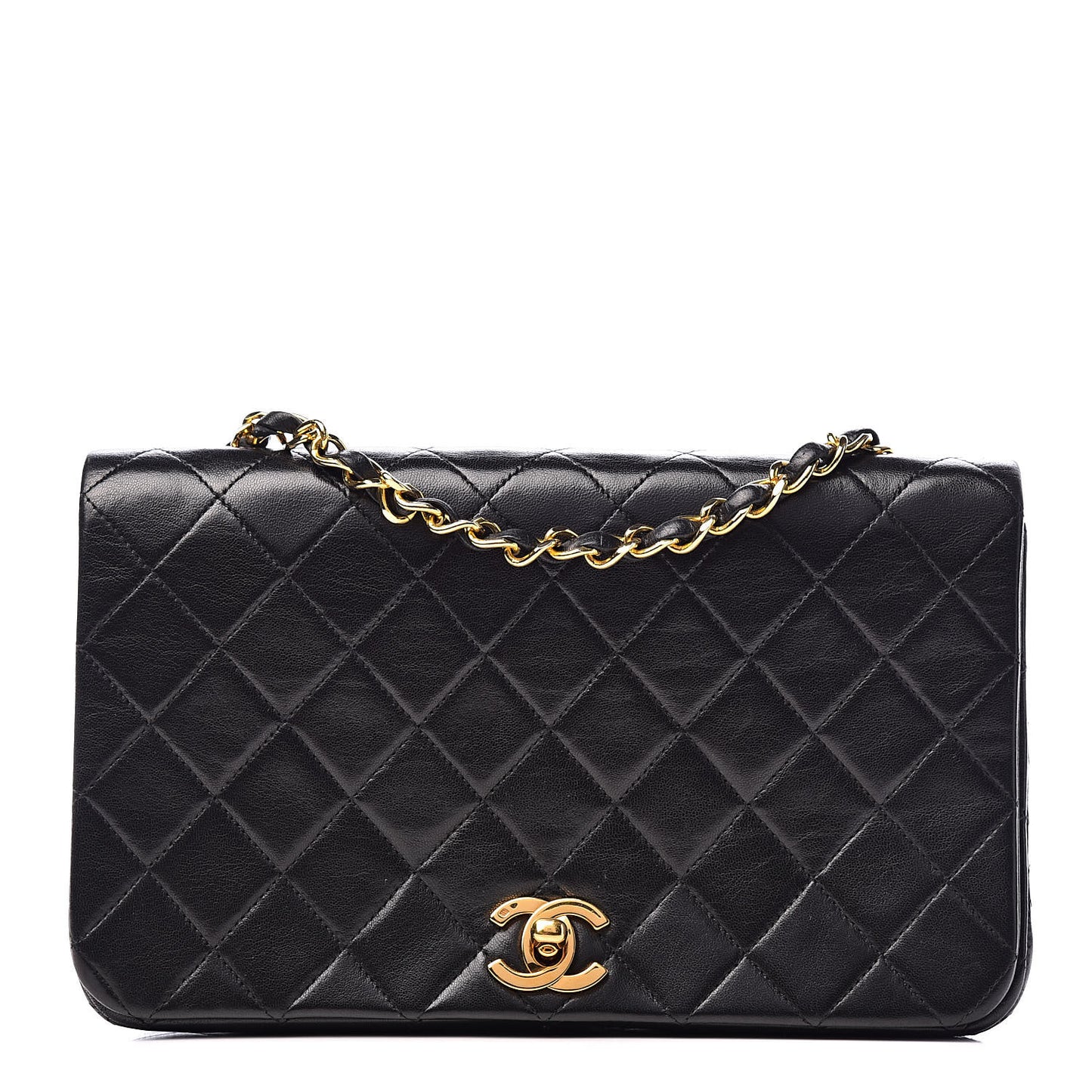 Lambskin Quilted Small Single Flap Bag Black