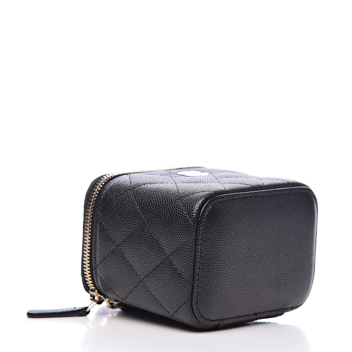 Caviar Quilted Mini Vanity Case With Chain Black