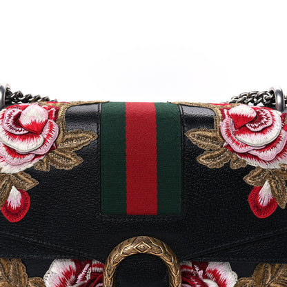 Gucci Calfskin Web Floral Embroidered Medium Dionysus Shoulder Bag Black 7 of 9