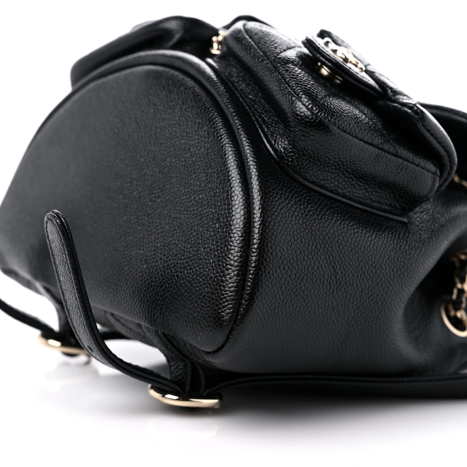 Chanel Shiny Caviar Quilted Small Duma Pockets Drawstring Backpack Black 9 of 11