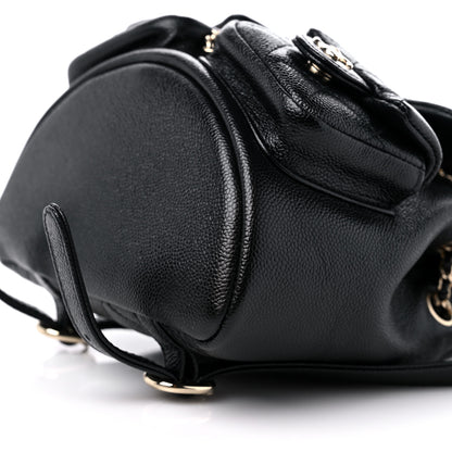 Chanel Shiny Caviar Quilted Small Duma Pockets Drawstring Backpack Black 9 of 11