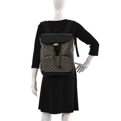 Gucci GG Supreme Monogram Single Buckle Backpack Beige Black 2 of 9