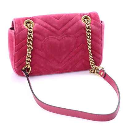 Gucci Velvet Matelasse Mini GG Marmont Shoulder Bag Light Raspberry Rose 3 of 11