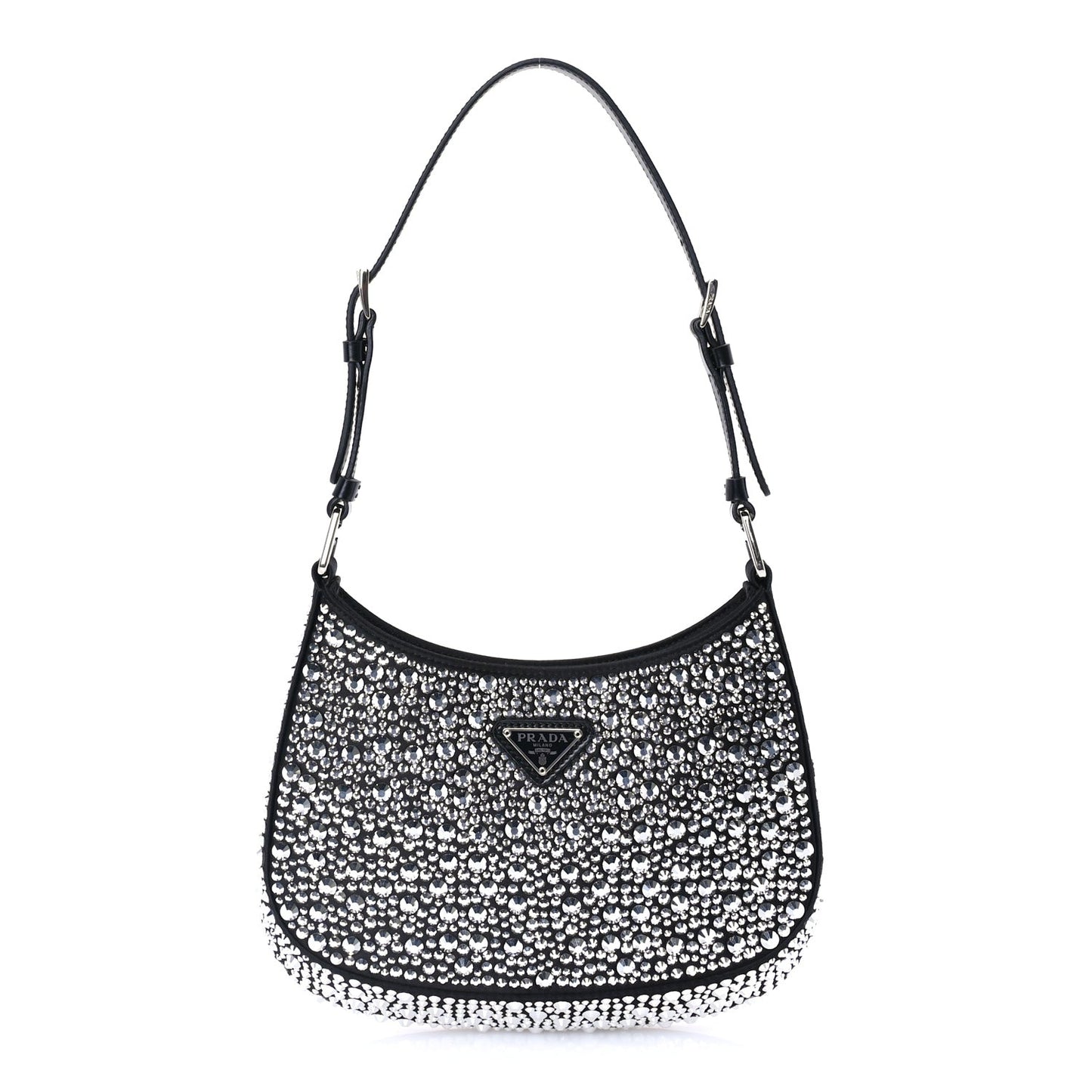 Satin Crystal Cleo Adjustable Strap Shoulder Bag  Metal
