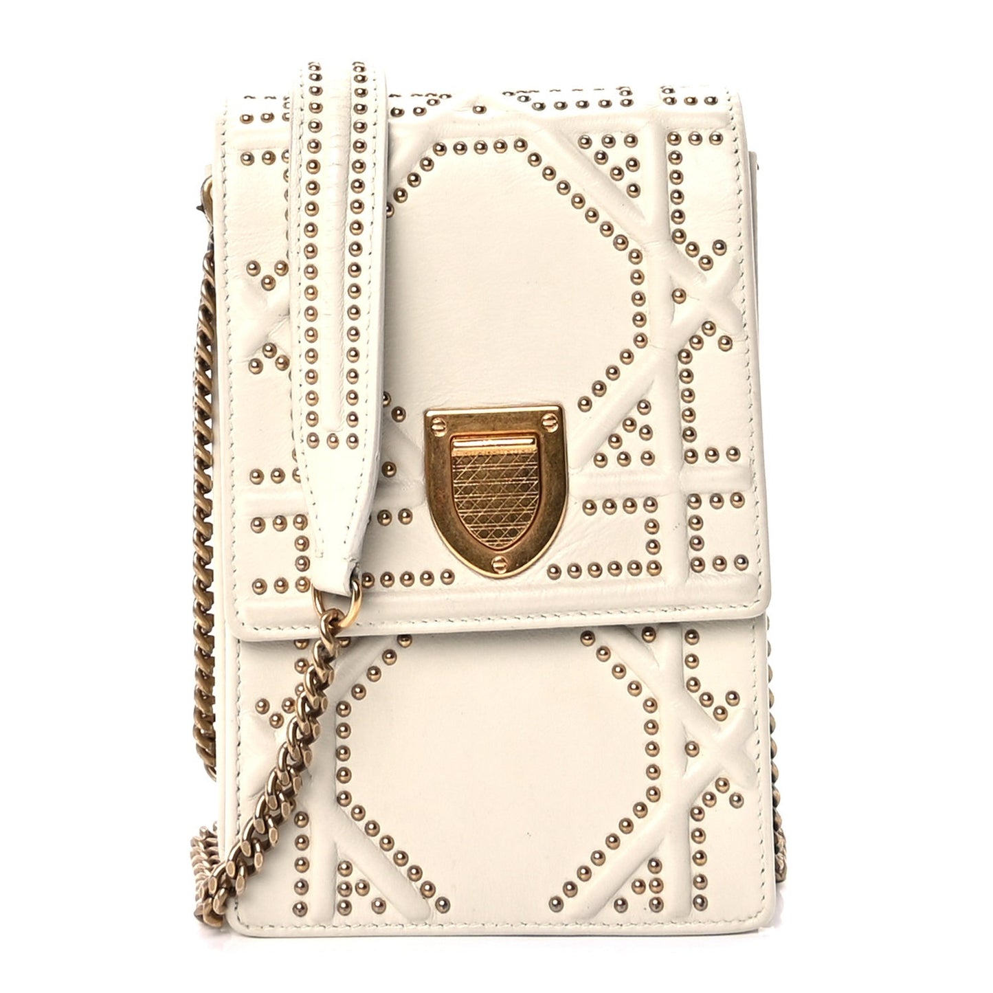 Calfskin Studded Vertical Diorama White