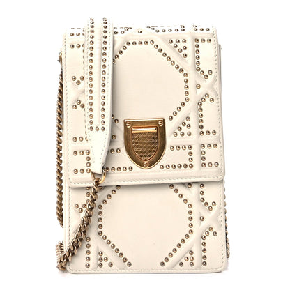 Christian Dior Calfskin Studded Vertical Diorama White 1 of 7