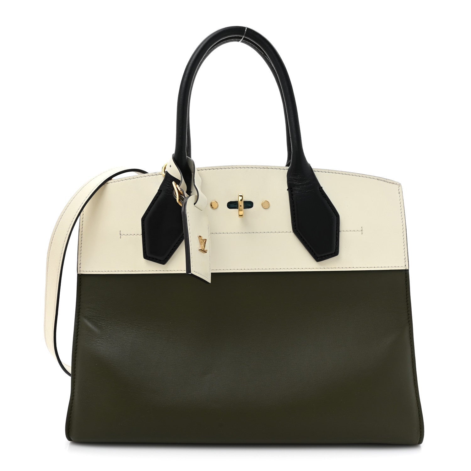 Louis Vuitton Taurillon City Steamer MM Kaki Creme Black 1 of 7