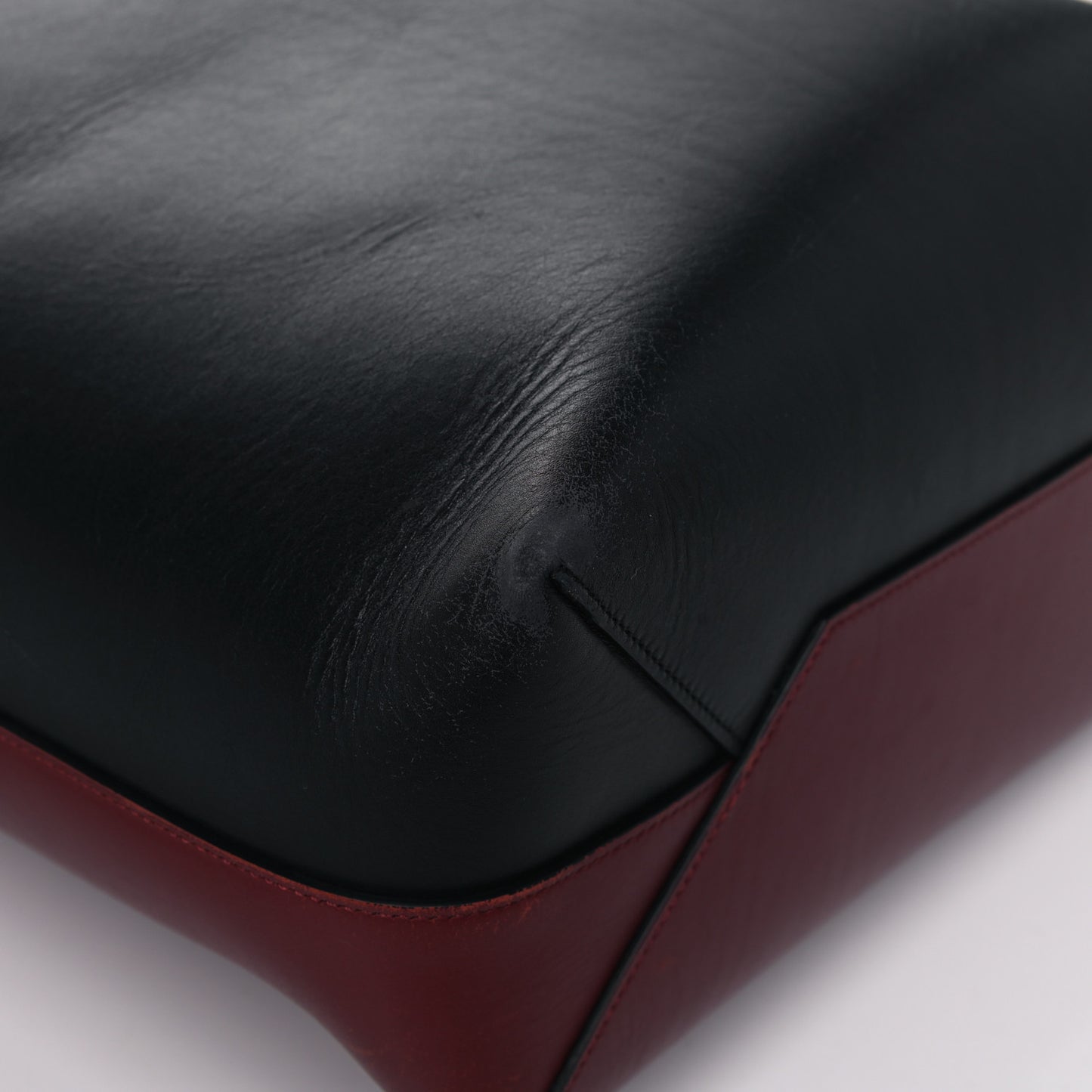 Shiny Smooth Calfskin Small Twisted Cabas Dark Ruby Navy