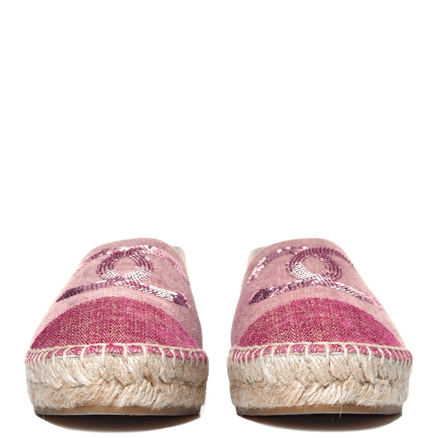 Chanel Toile Sequin CC Espadrilles 38 Pink Dark Pink 4 of 6