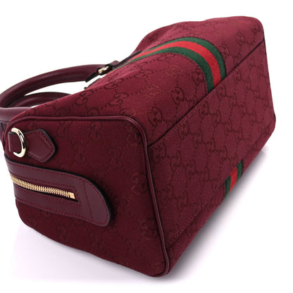 Gucci GG Monogram Textured Dollar Calfskin Web Small Ophidia Top Handle Bowler Bag  Rosso Ancora 8 of 8