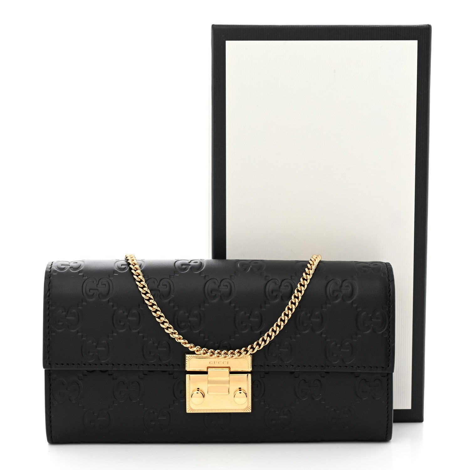 Gucci Guccissima Padlock Continental Chain Wallet Black 9 of 9