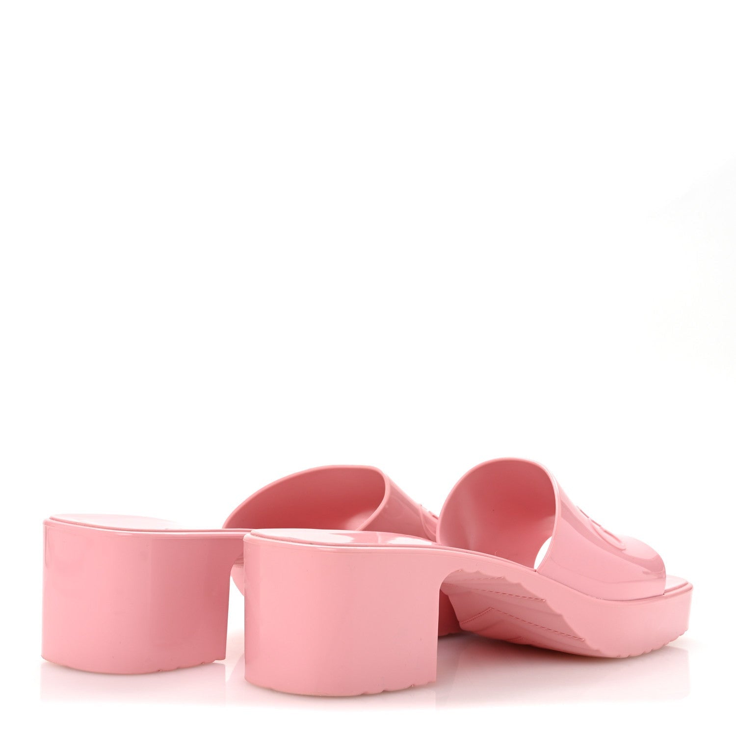 Gucci Rubber Logo Womens Platform 20/60mm Slide Sandals 39 Wild Rose 5 of 7