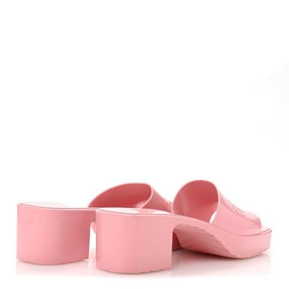 Gucci Rubber Logo Womens Platform 20/60mm Slide Sandals 39 Wild Rose 5 of 7
