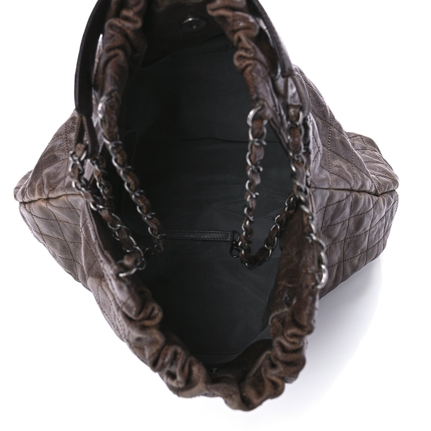 Chanel Distressed Glazed Caviar Quilted Large Elastic Tote Brown 4 of 8