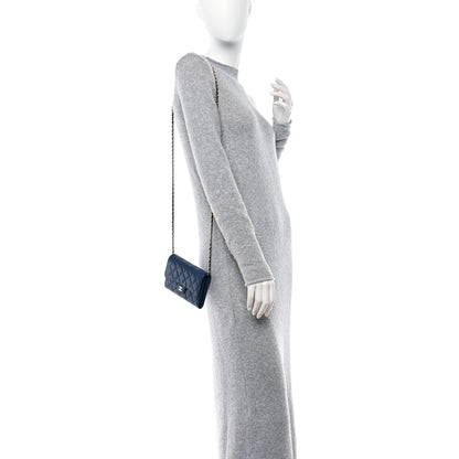 Chanel Caviar Quilted Classic Clutch With Chain Blue 2 of 14