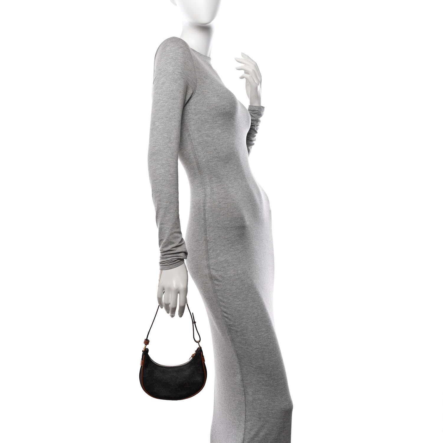 Celine Canvas Calfskin Mini Ava Triomphe Shoulder Bag Tan 2 of 9