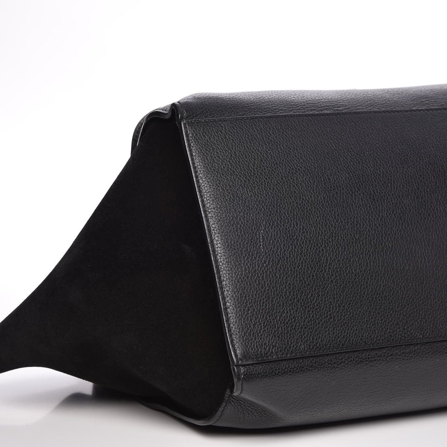 Drummed Calfskin Suede Large Trapeze Black