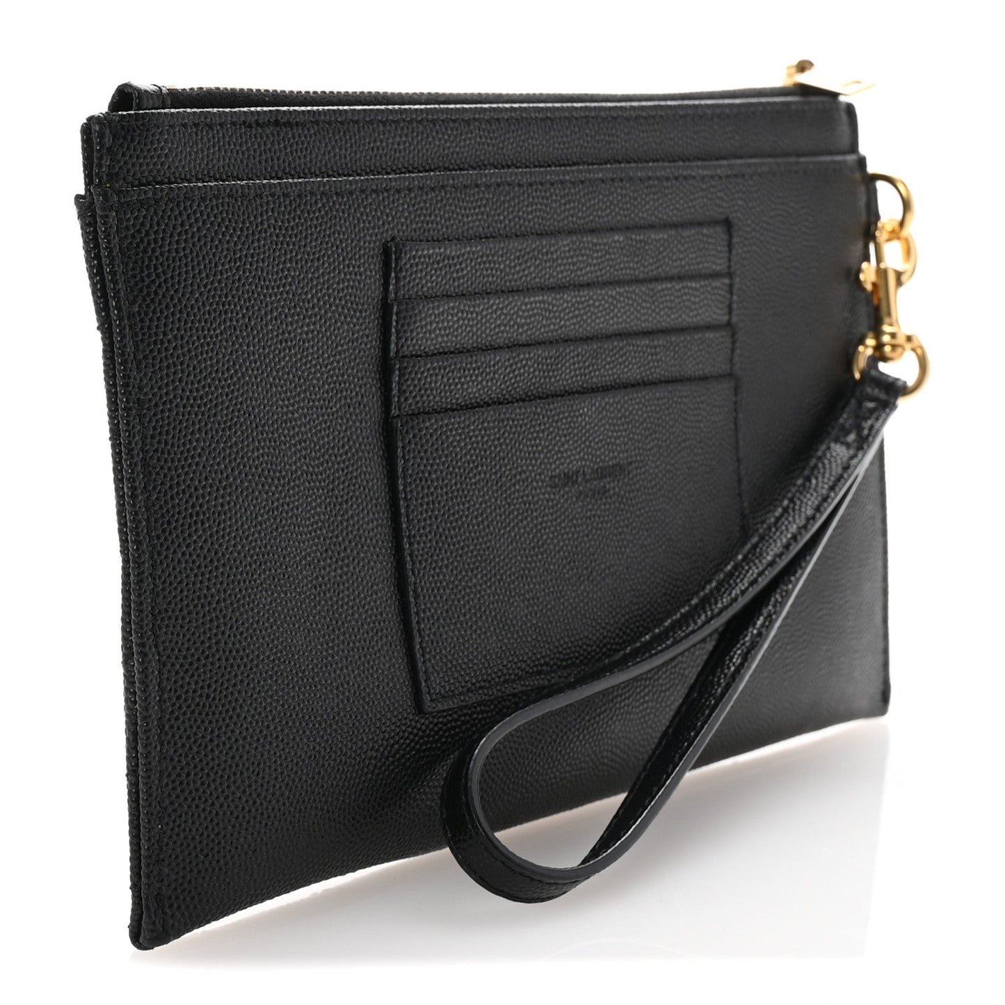 Grain De Poudre Chevron Monogram Large Bill Pouch Black