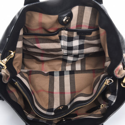 Burberry Grainy Calfskin House Check Large Banner Tote Black 6 of 9