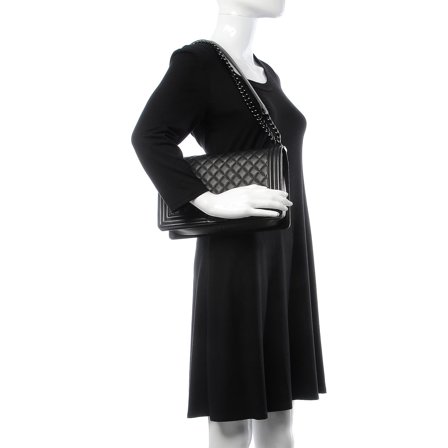 Chanel Caviar Quilted New Medium Boy Flap So Black 3 of 9