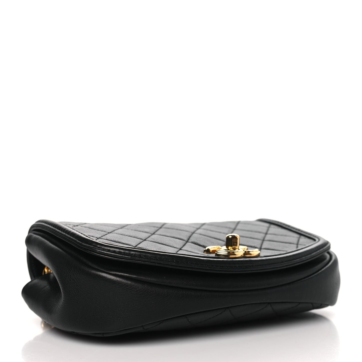 Calfskin Quilted Chain Handle Flap Black