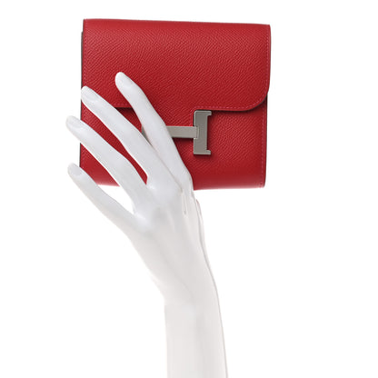 Hermes Epsom Constance Compact Passant Wallet Rouge Casaque 2 of 8