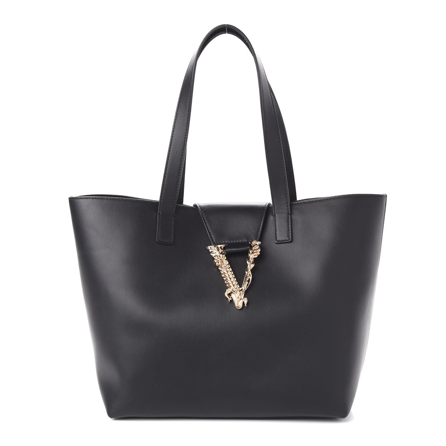 Versace Vitello Virtus Tote Black 1 of 10