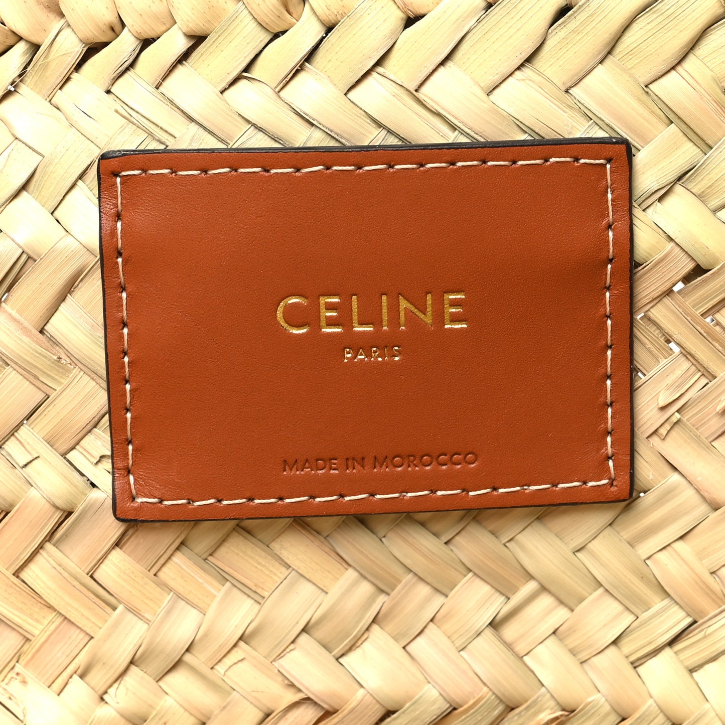 Raffia Calfskin Triomphe Medium Panier Tan