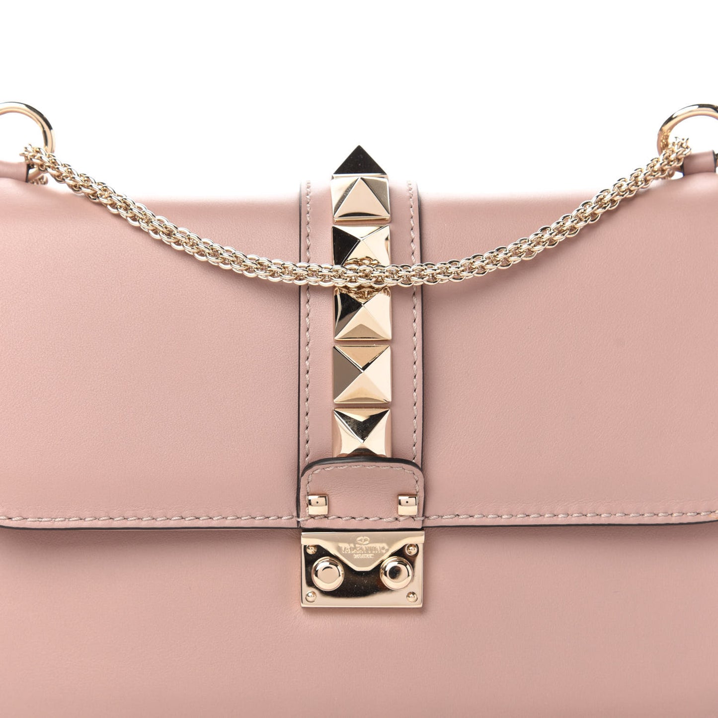 Vitello Medium Glam Lock Rockstud Flap Poudre