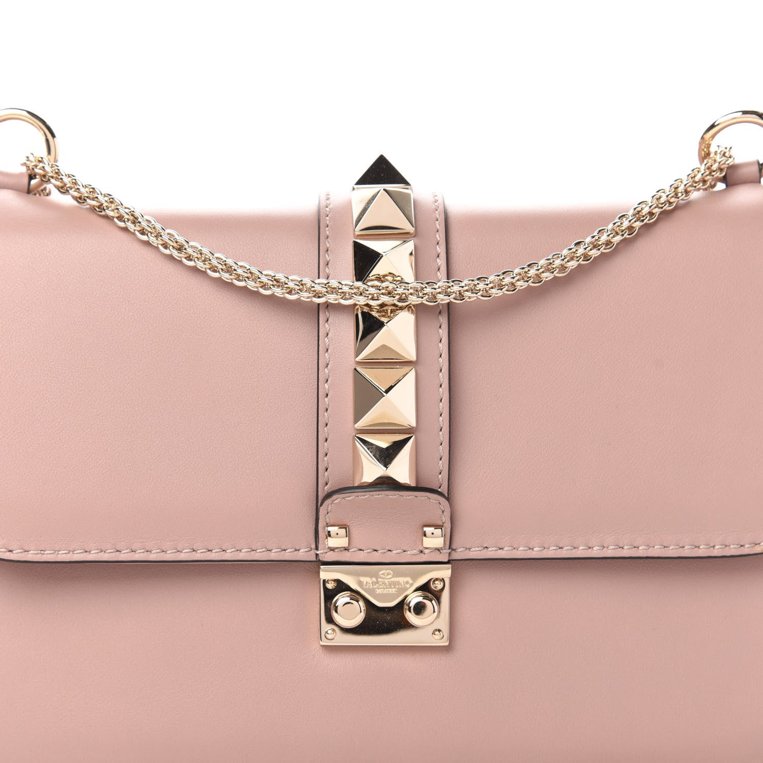 Valentino Garavani Vitello Medium Glam Lock Rockstud Flap Poudre 10 of 10