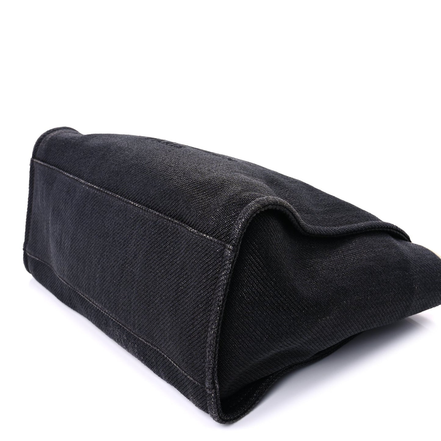 Woven Straw Raffia Medium Deauville Tote Black White