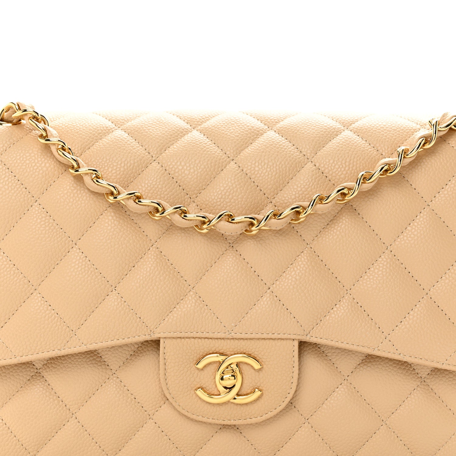 Chanel Caviar Quilted Jumbo Double Flap Beige Clair 8 of 11