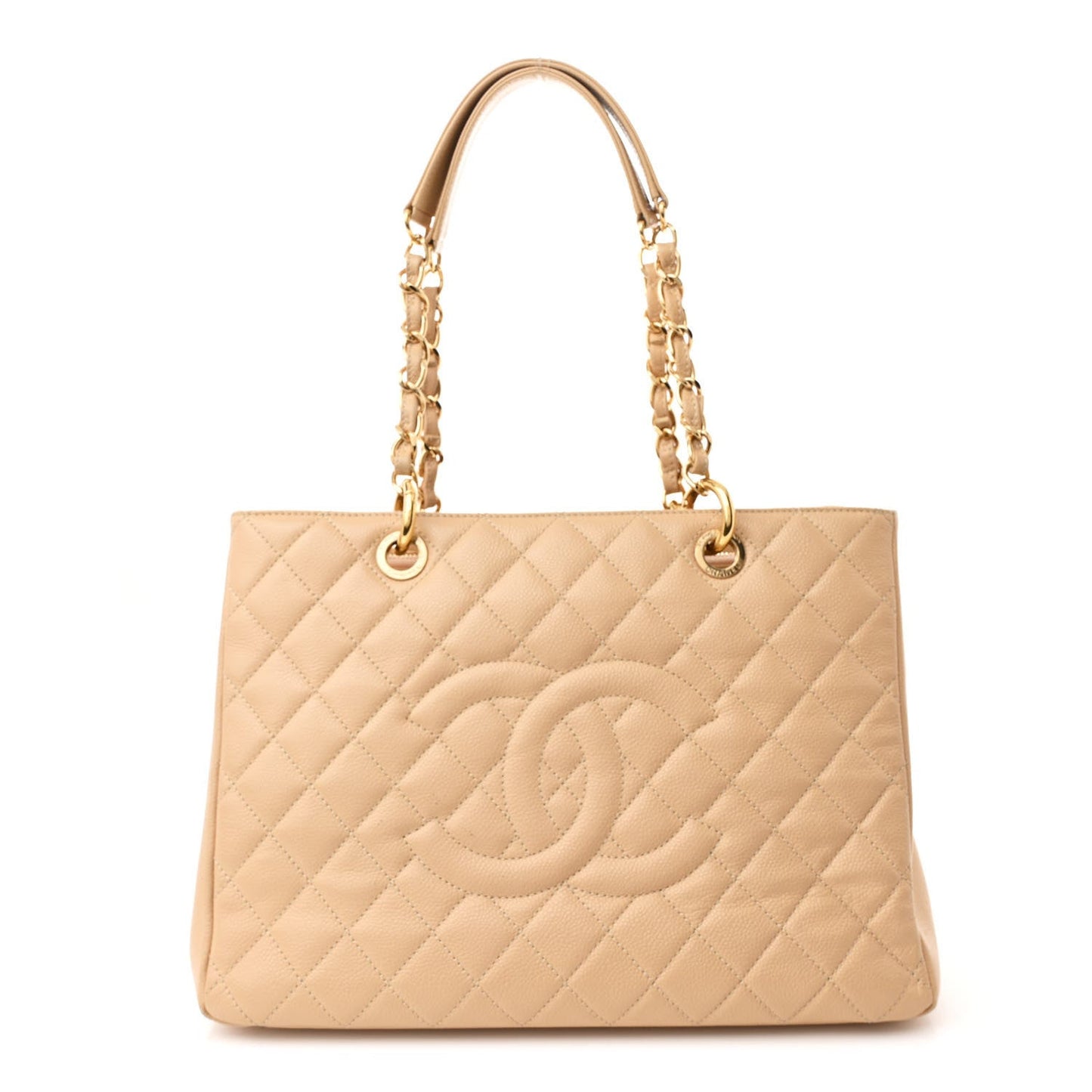 Caviar Quilted Grand Shopping Tote GST Beige Clair