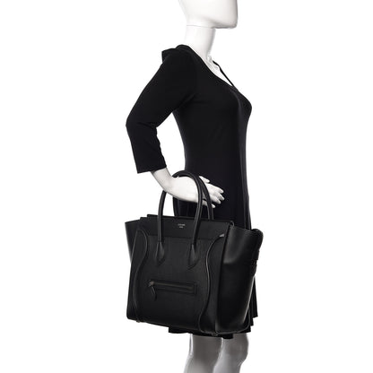 Celine Drummed Calfskin Mini Luggage Black 2 of 11