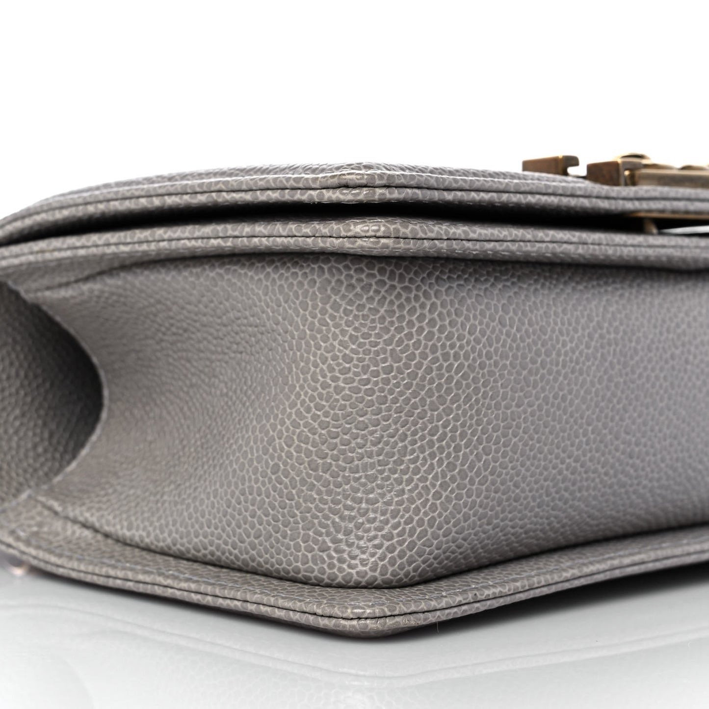 Caviar Quilted Small Boy Flap Light Grey